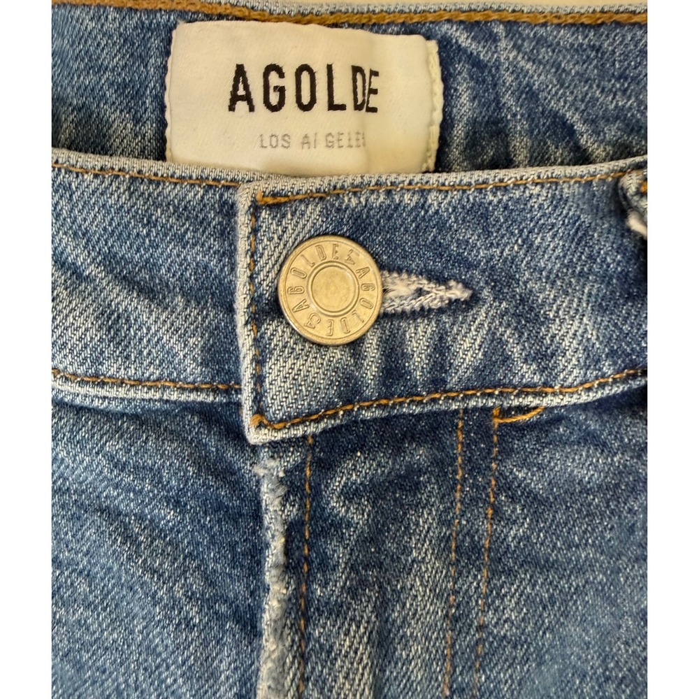 AGOLDE Lyle Low Rise Slim Jeans 5-Pocket Raw Hem Light Wash Stretch Size 27 - Picture 7 of 13